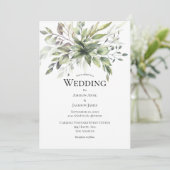 Elegant Rustic Greenery Foilage Wedding Kaart (Staand voorkant)