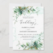 Elegant Rustic Greenery Foliage Waterverf Wedding Kaart (Voorkant)