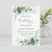 Elegant Rustic Greenery Foliage Waterverf Wedding Kaart (Staand voorkant)