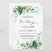 Elegant Rustic Greenery Foliage Waterverf Wedding Kaart (Voorkant / Achterkant)