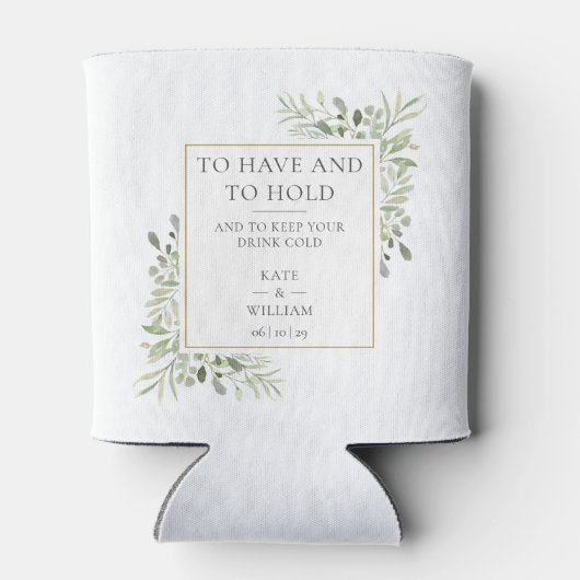 Elegant Rustic Greenery Foliage Wedding Blikjeskoeler (Achterkant)