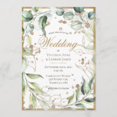 Elegant Rustic Greenery Gold Glitter Wedding Kaart (Voorkant)
