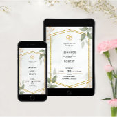 Elegant Rustic Greenery Gold Glitter Wedding Kaart