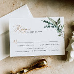 Elegant Rustic Greenery Gold Wedding Meal Options RSVP Kaartje<br><div class="desc">Deze aanpasbare RSVP-kaart is ontworpen om te coördineren met ons Rustic Greenery Gold bruiloft collectie. Deze kaart biedt gemengde waterverf groene plantkunde,  een modern kalligrafiekscript dat is gekoppeld aan een klastig serif lettertype in zwart. Overeenkomende objecten beschikbaar.</div>