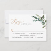 Elegant Rustic Greenery Gold Wedding Meal Options RSVP Kaartje (Voorkant)