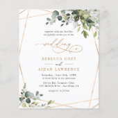 Elegant Rustic Greenery Gold Wedding Uitnodiging (Voorkant)