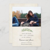 Elegant Rustic Greenery Photo Save the Date Kaart (Voorkant / Achterkant)