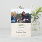 Elegant Rustic Greenery Photo Save the Date Kaart (Staand voorkant)