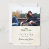 Elegant Rustic Greenery Photo Save the Date Kaart (Voorkant)
