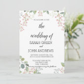 Elegant Rustic Greenery Waterverf Wedding Kaart (Staand voorkant)