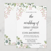 Elegant Rustic Greenery Waterverf Wedding Kaart (Voorkant / Achterkant)