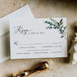 Elegant Rustic Greenery Wedding Meal Options RSVP Kaartje<br><div class="desc">Deze RSVP-kaart is ontworpen om te coördineren met ons Rustic Greenery bruiloft collectie. Deze kaart biedt gemengde waterverf Greenery Botanicals,  modern calligrafiekscript dat is gekoppeld aan een klastig serif lettertype in zwart. Overeenkomende objecten beschikbaar.</div>