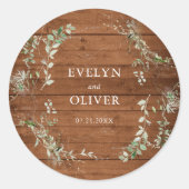 Elegant Rustic Greenery Wedding Ronde Sticker (Voorkant)