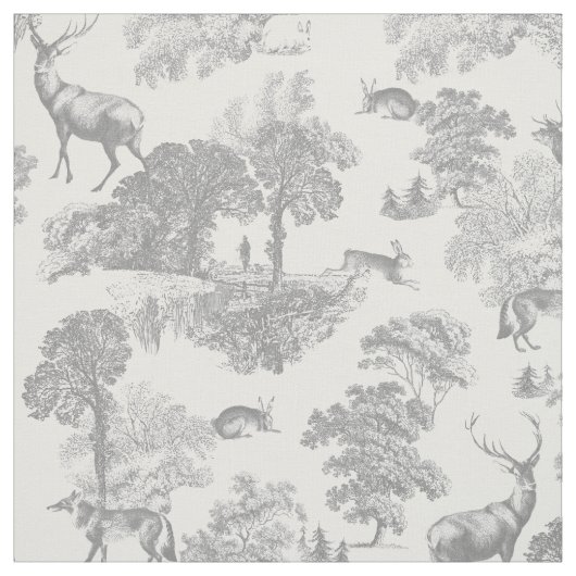 Elegant Rustic Grijs Toile Deer Stof (Swatch)