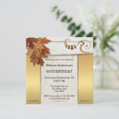 Elegant Rustic Herfst Birthday Party Invitation Kaart (Staand voorkant)