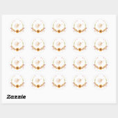 Elegant Rustic Herfst Floral Bouquet Monogram Ronde Sticker (Vel)