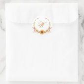 Elegant Rustic Herfst Floral Bouquet Monogram Ronde Sticker (Tas)
