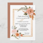 Elegant Rustic Herfst Floral Copper Gold Wedding Kaart (Voorkant / Achterkant)