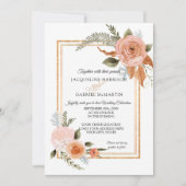 Elegant Rustic Herfst Floral Terracotta Gold Weddi Kaart (Voorkant)