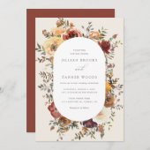 Elegant Rustic Herfst Floral Wedding Uitnodiging (Voorkant / Achterkant)