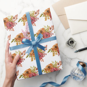 Elegant Rustic Herfst Floral Wrapping Paper Cadeaupapier