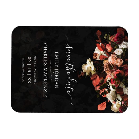 Elegant Rustic Herfst Flowers Weddenschap Save the Magneet (Horizontaal)