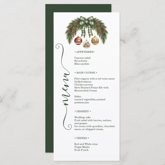 Elegant Rustic Holiday Weeding Menu (Voorkant / Achterkant)