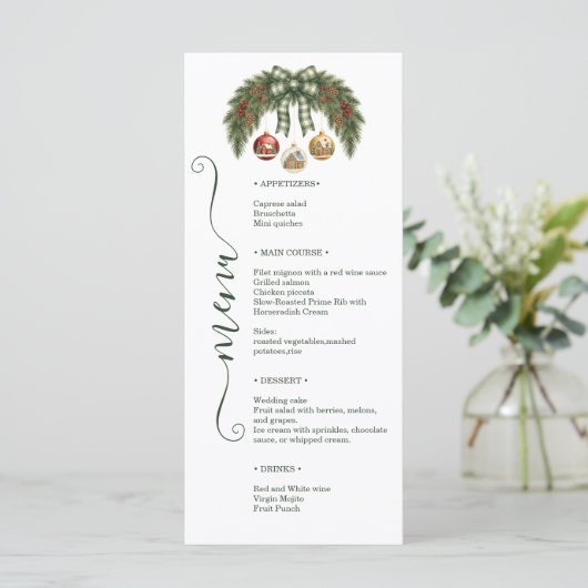 Elegant Rustic Holiday Weeding Menu (Staand voorkant)