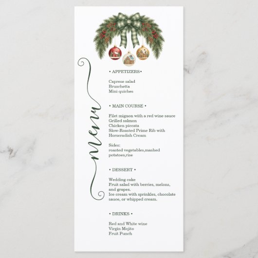 Elegant Rustic Holiday Weeding Menu (Voorkant)