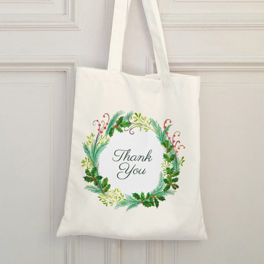 Elegant Rustic Holly  Green Bedankt Tote Bag