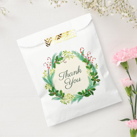 Elegant Rustic Holly Green Bedankt voor je komst Bedankzakje (Gezegeld)