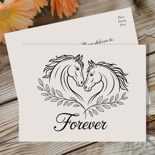 Elegant Rustic Horse Love Western Country Wedding Briefkaart