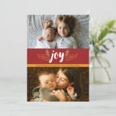Elegant Rustic Joy Holiday 2-Foto Feestdagenkaart (Staand voorkant)
