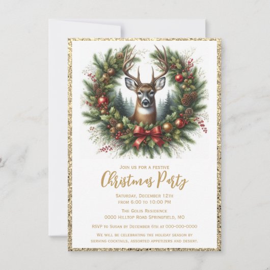 Elegant Rustic Kerstherten Feestelijke Feest  Kaart (Voorkant)