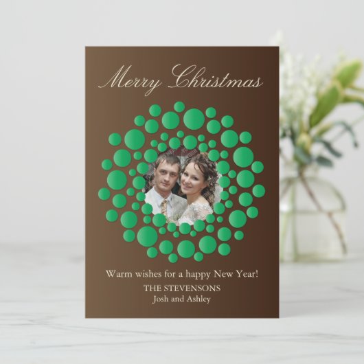 Elegant Rustic-kerstkaartje met wieltjes voor foto Feestdagenkaart (Staand voorkant)