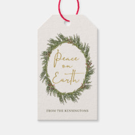 Elegant Rustic Kerstmis: vrede op aarde Cadeaulabel