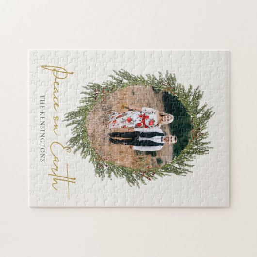 Elegant Rustic Kerstmis Wreath Holiday Legpuzzel (Horizontaal)