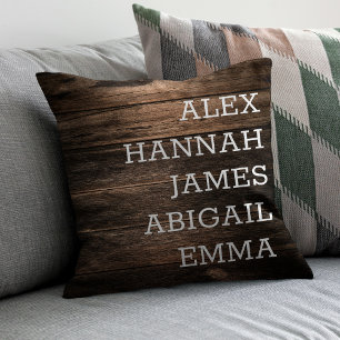 Elegant Rustic Kinder Names Gepersonaliseerde Fami Kussen