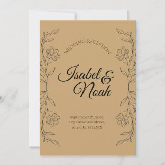 Elegant Rustic Kraft Floral Wedding Invitation Kaart