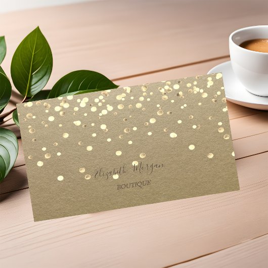 Elegant, Rustic Kraft, Gold Confetti Visitekaartje