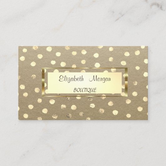 Elegant Rustic, Kraft, Gold Lijst, Confetti Visitekaartje (Voorkant)