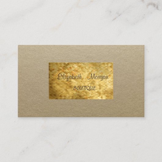 Elegant Rustic, Kraft, Gold Sequins Visitekaartje (Voorkant)