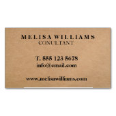 Elegant Rustic Kraft Magnetisch Visitekaartje (Voorkant)