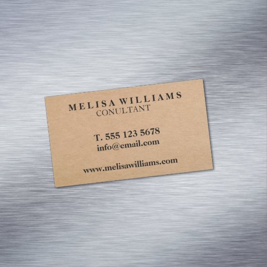Elegant Rustic Kraft Magnetisch Visitekaartje (Voorbeeld)