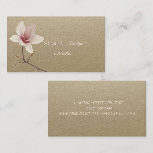 Elegant Rustic, Kraft, Magnolia Visitekaartje (Voorkant / Achterkant)