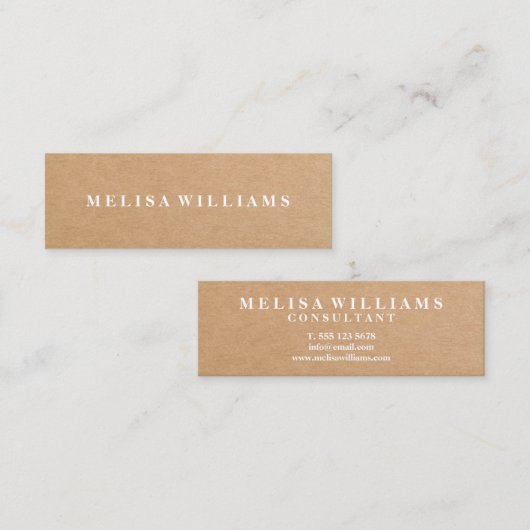 Elegant Rustic Kraft Mini Visitekaartje (Voorkant / Achterkant)