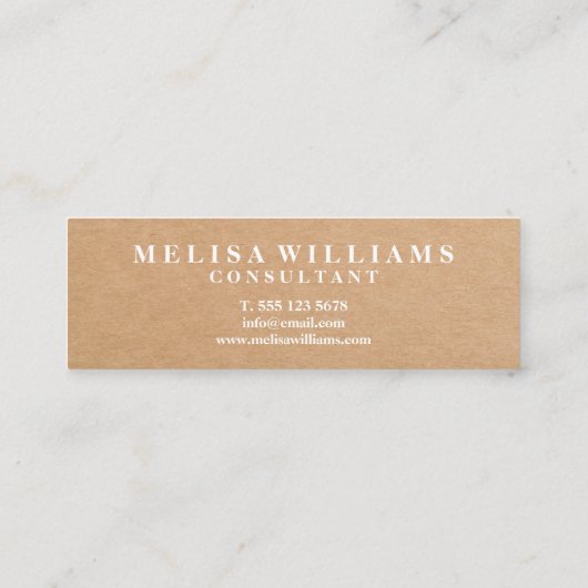 Elegant Rustic Kraft Mini Visitekaartje (Achterkant)