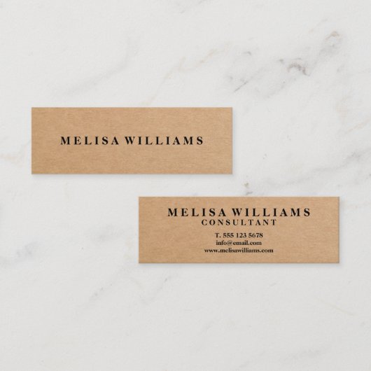 Elegant Rustic Kraft Mini Visitekaartje (Voorkant / Achterkant)