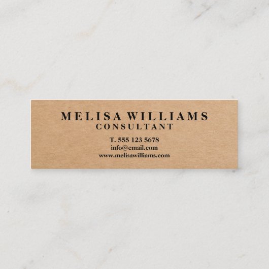 Elegant Rustic Kraft Mini Visitekaartje (Achterkant)