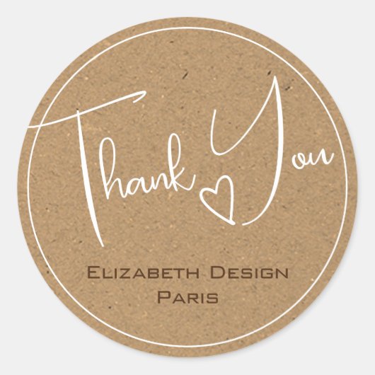 Elegant Rustic Kraft Paper Eenvoudig Dank u Labels (Voorkant)